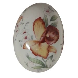 The‎ Egg Lady Vintage Porcelain Egg Yellow Flowers Intricate Design 2.5 Inches